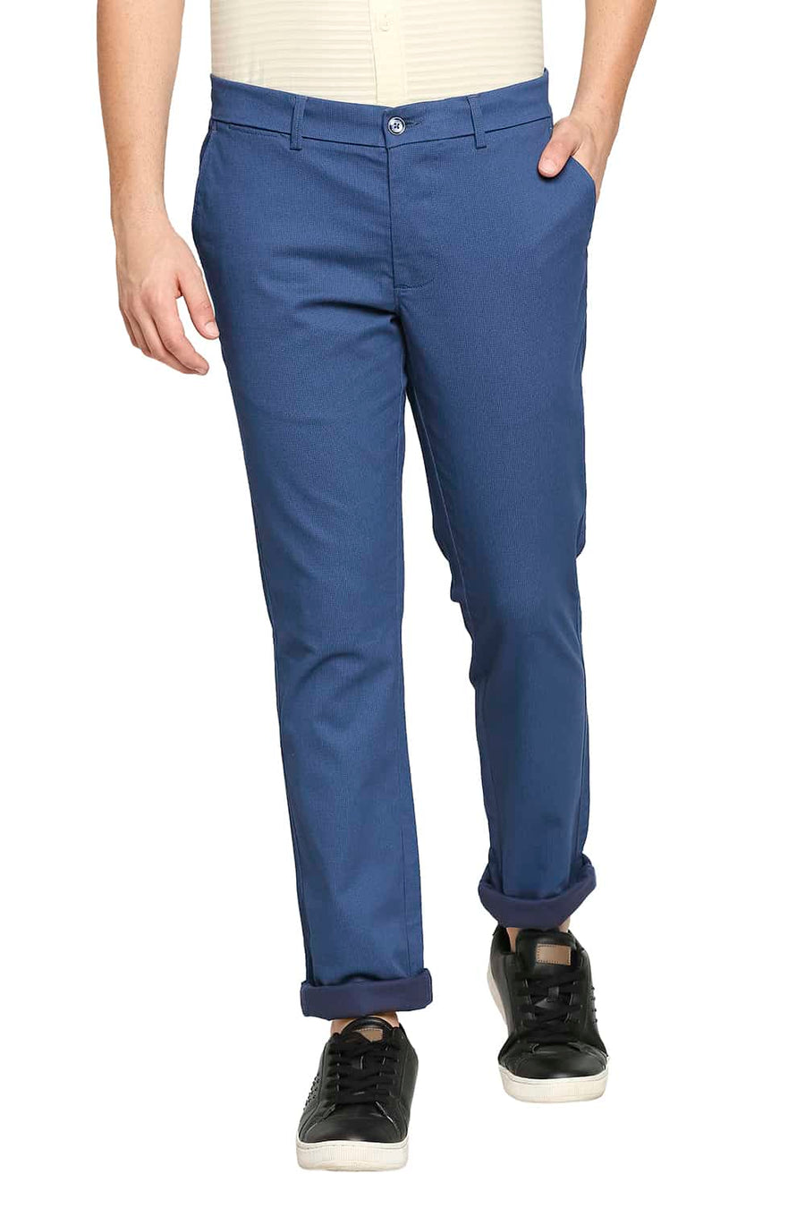 BASICS TAPERED FIT MAJOLICA NAVY STRETCH TROUSER
