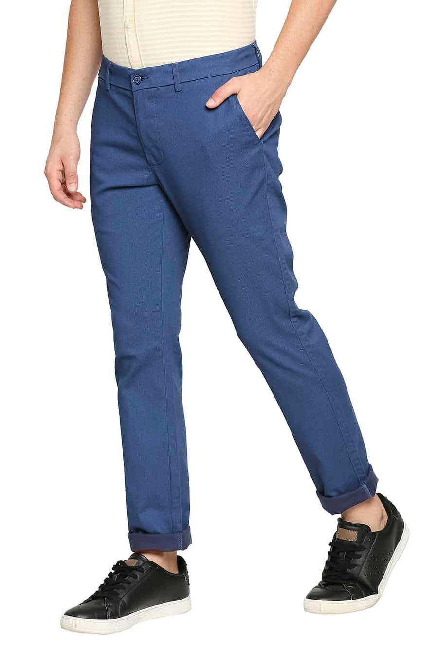 BASICS TAPERED FIT MAJOLICA NAVY STRETCH TROUSER