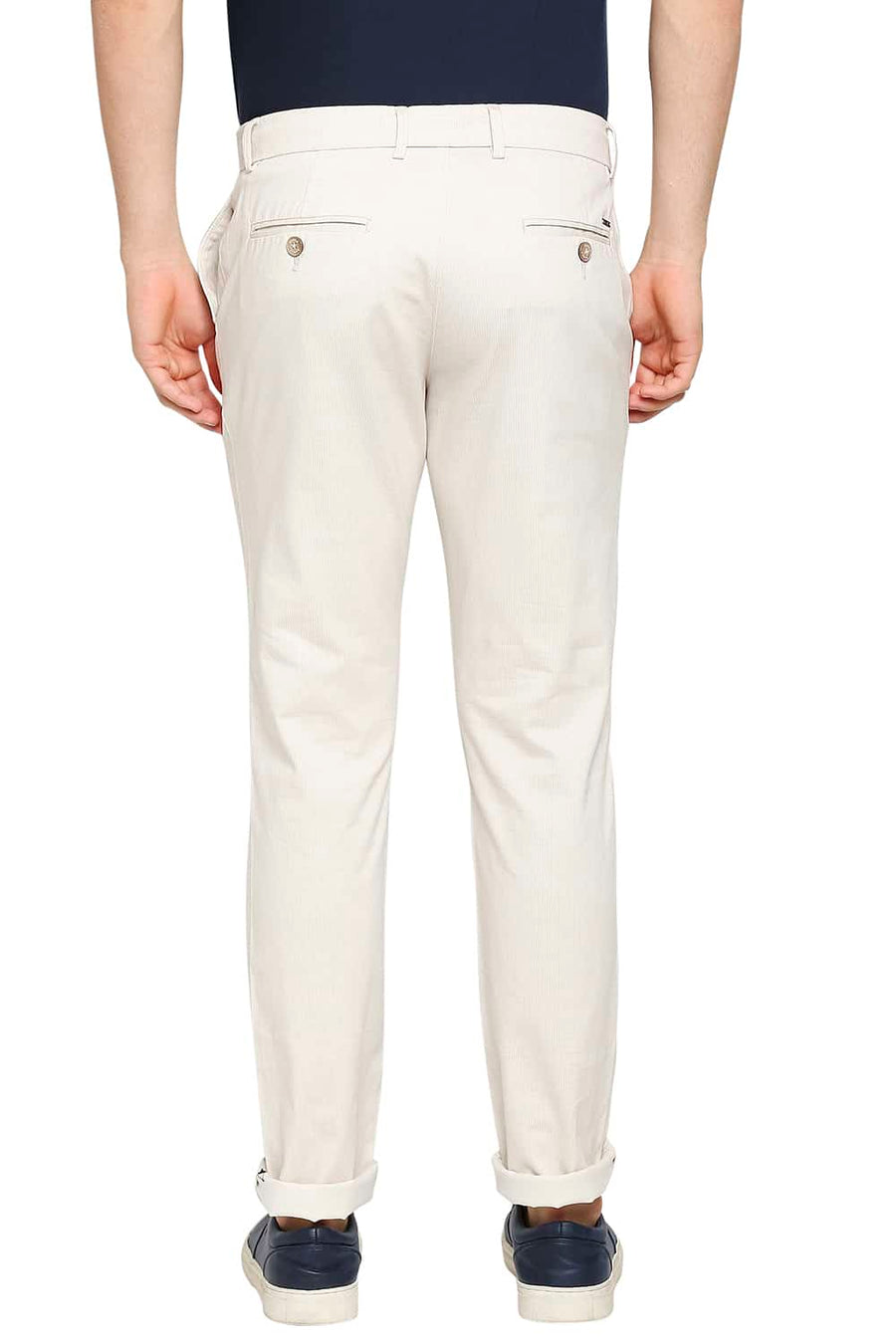 BASICS TAPERED FIT GARDENIA ECRU STRETCH TROUSER