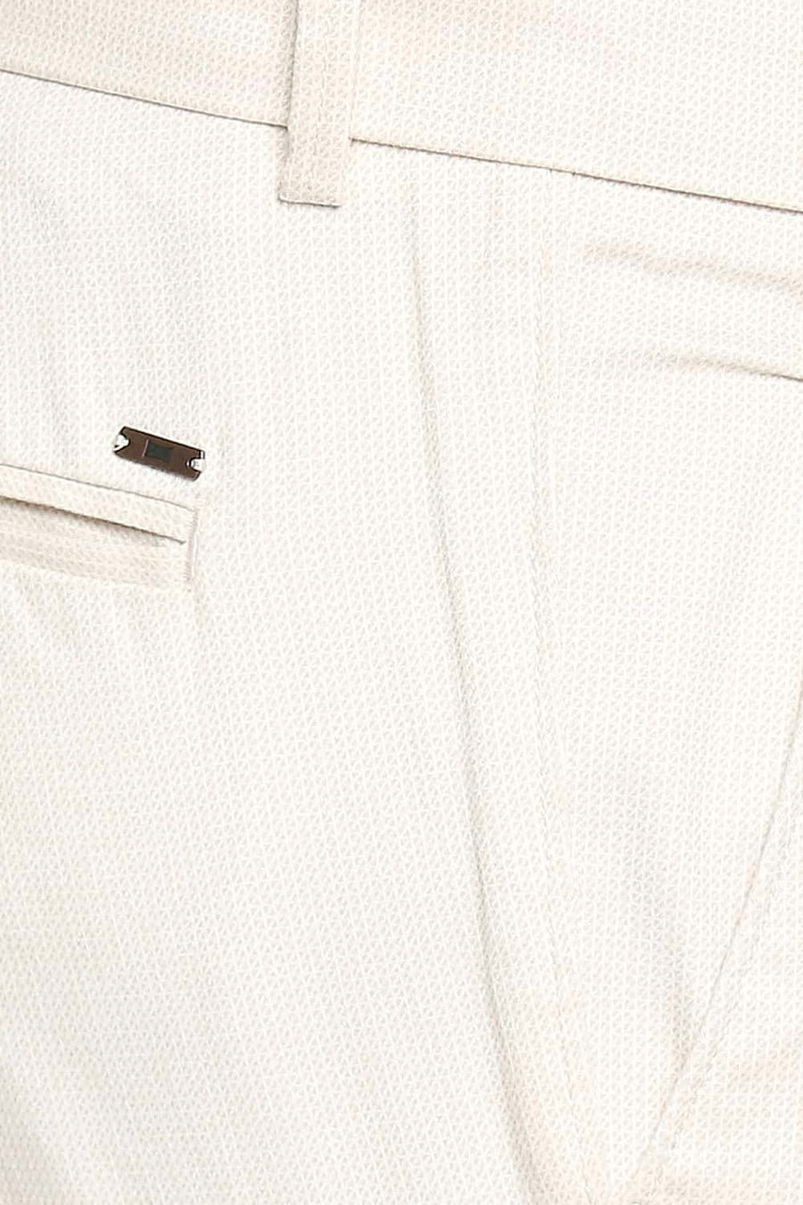 BASICS TAPERED FIT GARDENIA ECRU STRETCH TROUSER