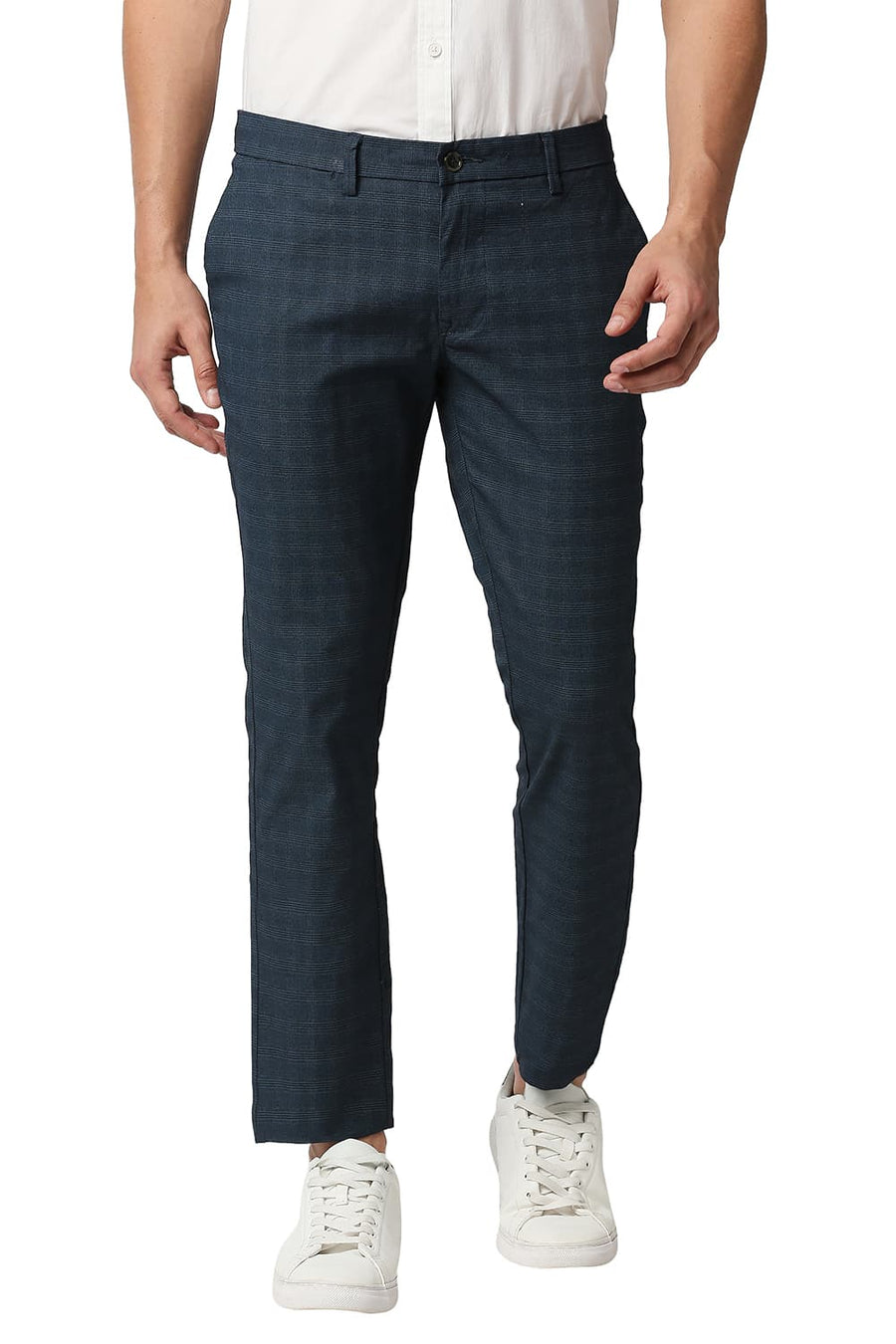 BASICS TAPERED FIT SAXONY NAVY STRETCH TROUSER