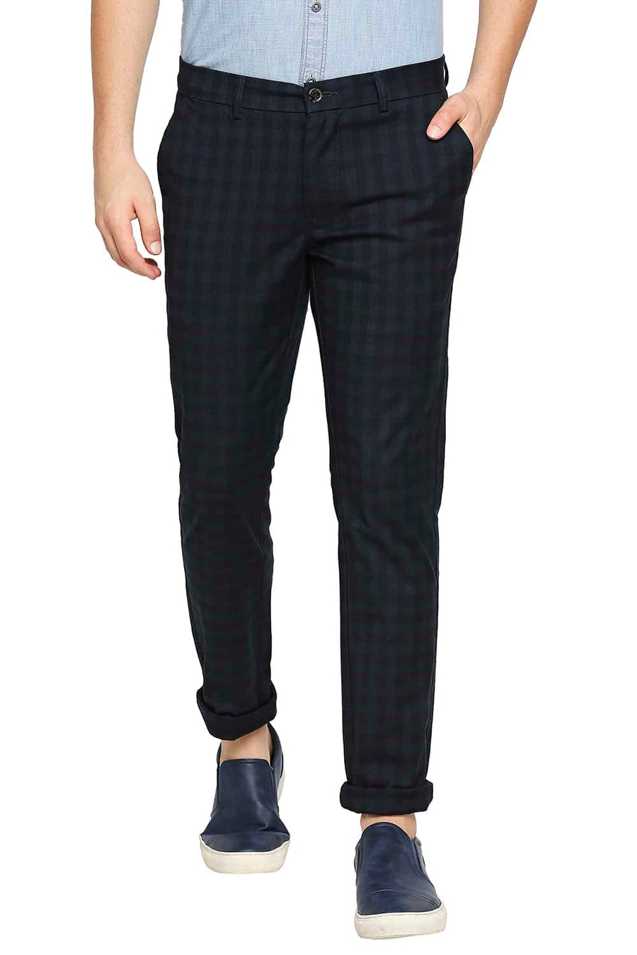 BASICS TAPERED FIT TITAN NAVY STRETCH TROUSER