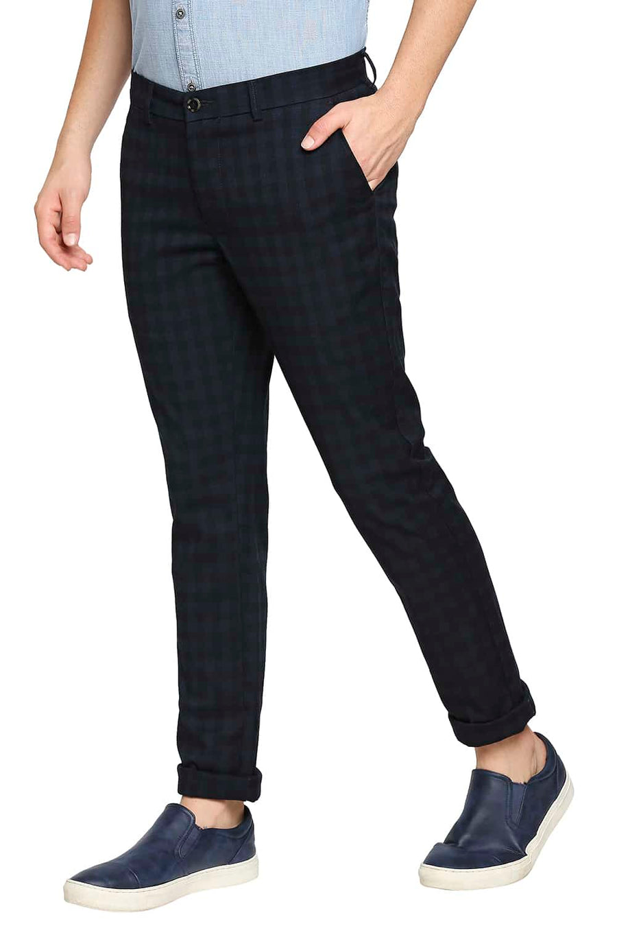 BASICS TAPERED FIT TITAN NAVY STRETCH TROUSER