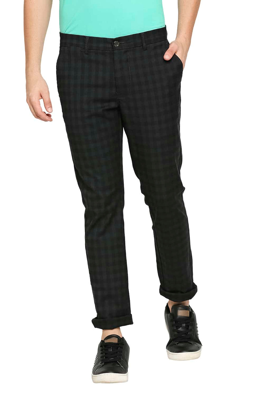 BASICS TAPERED FIT SCARAB GREEN STRETCH TROUSER