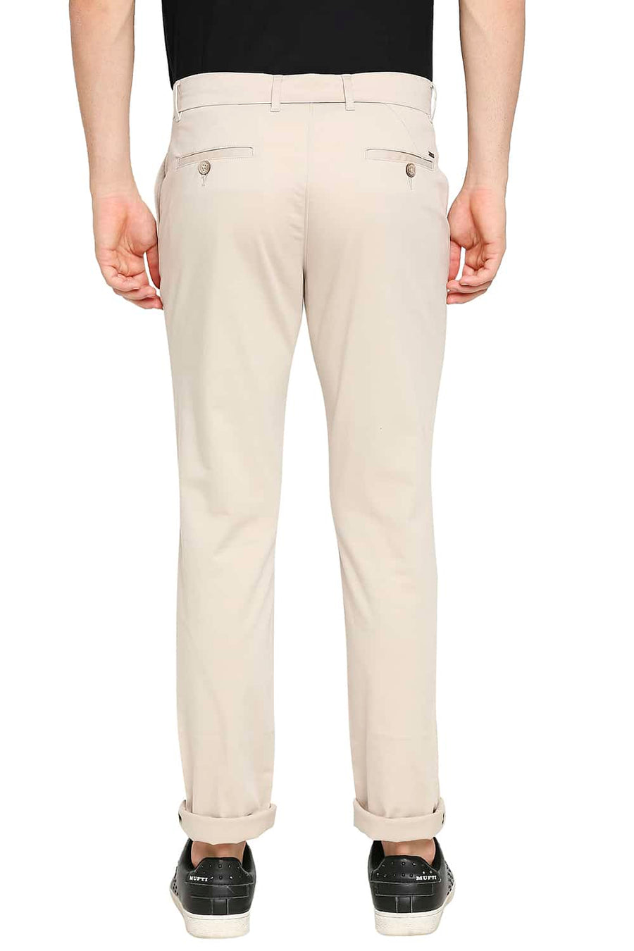 BASICS TAPERED FIT SANDSHELL BEIGE STRETCH TROUSER