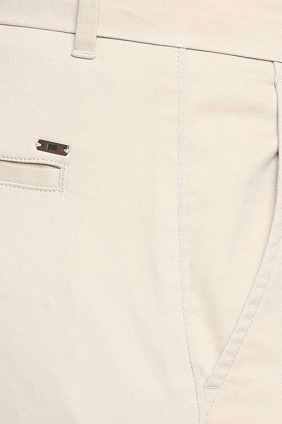BASICS TAPERED FIT SANDSHELL BEIGE STRETCH TROUSER