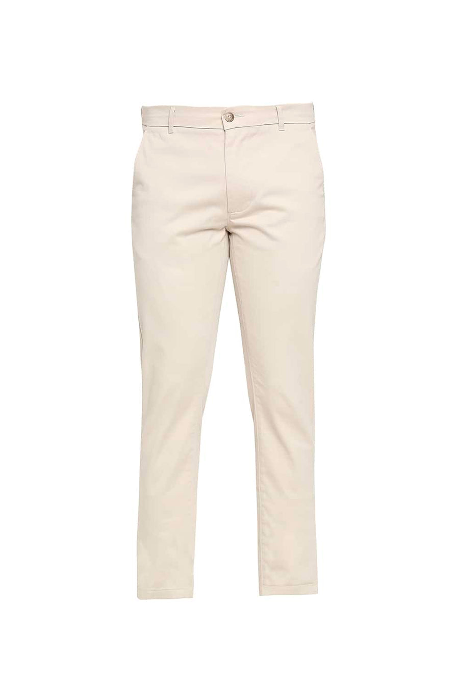 BASICS TAPERED FIT SANDSHELL BEIGE STRETCH TROUSER