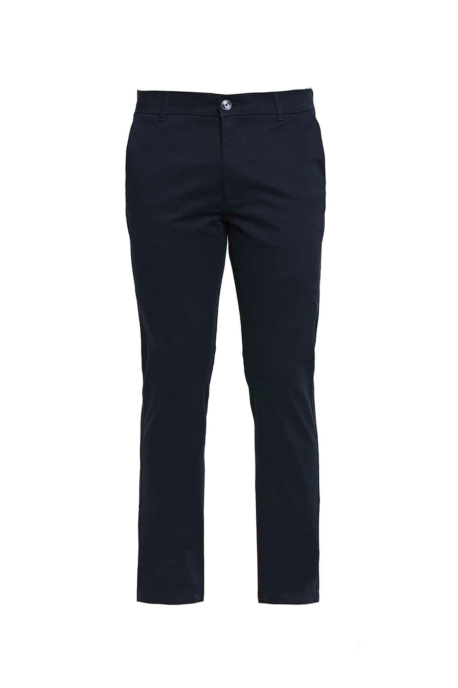 BASICS TAPERED FIT BLUEBERRY NAVY STRETCH TROUSER