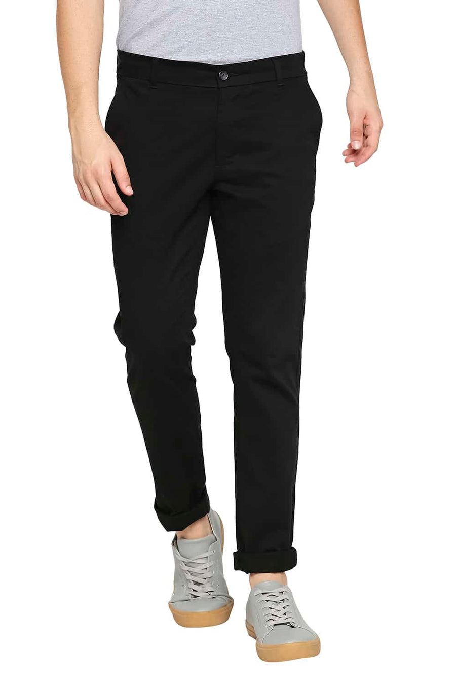 BASICS TAPERED FIT PHANTOM BLACK STRETCH TROUSER