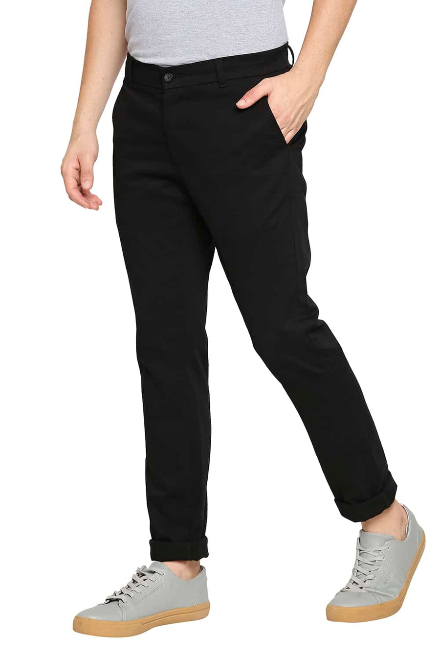 BASICS TAPERED FIT PHANTOM BLACK STRETCH TROUSER