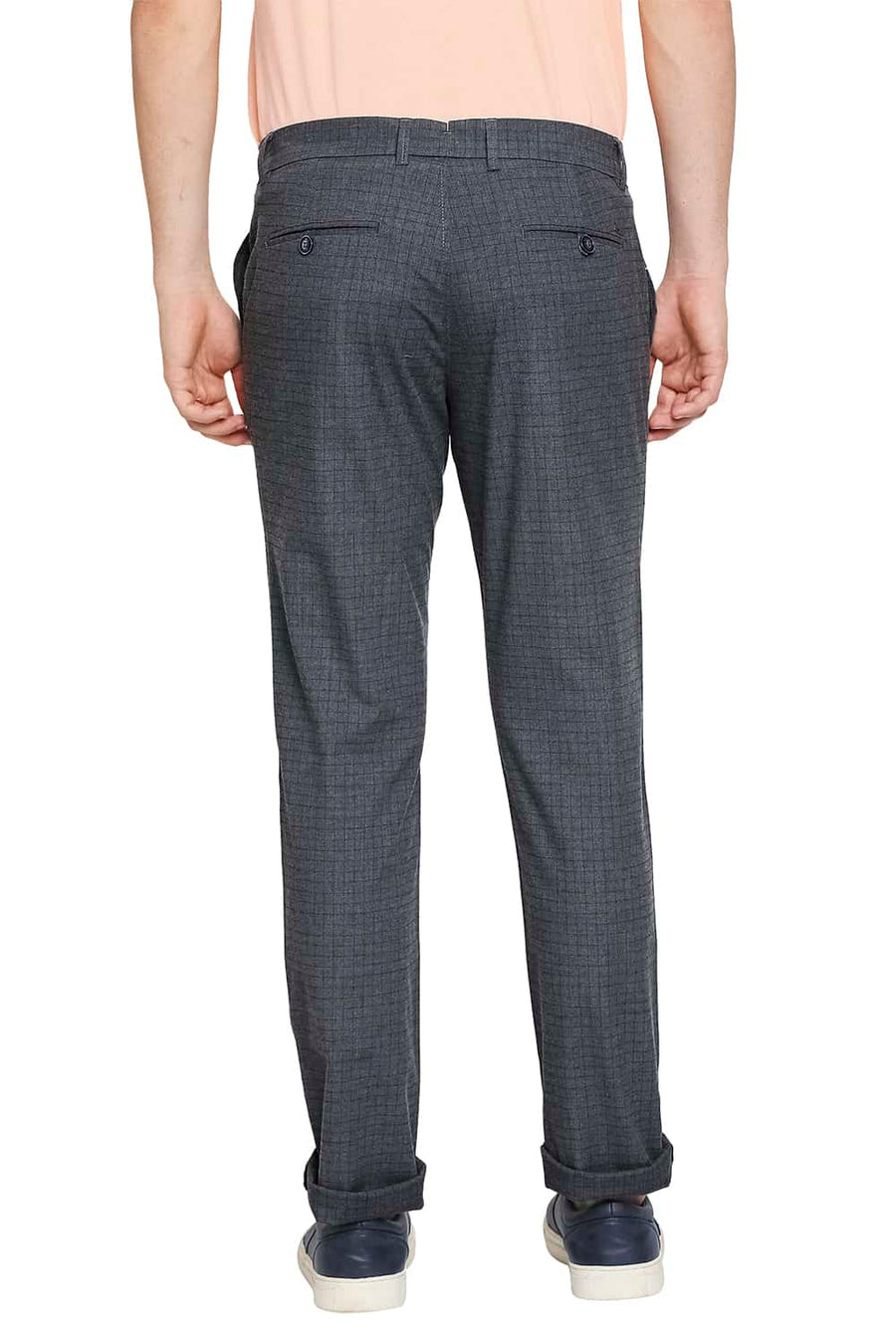 BASICS TAPERED FIT QUILL GREY STRETCH TROUSER