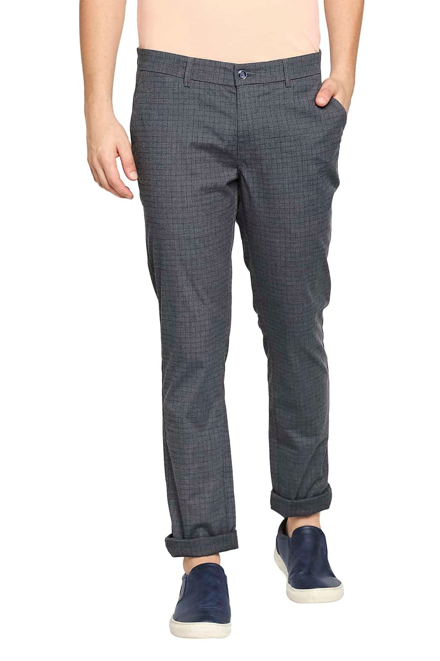 BASICS TAPERED FIT QUILL GREY STRETCH TROUSER