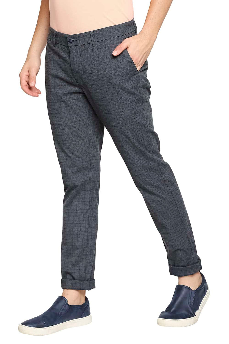 BASICS TAPERED FIT QUILL GREY STRETCH TROUSER