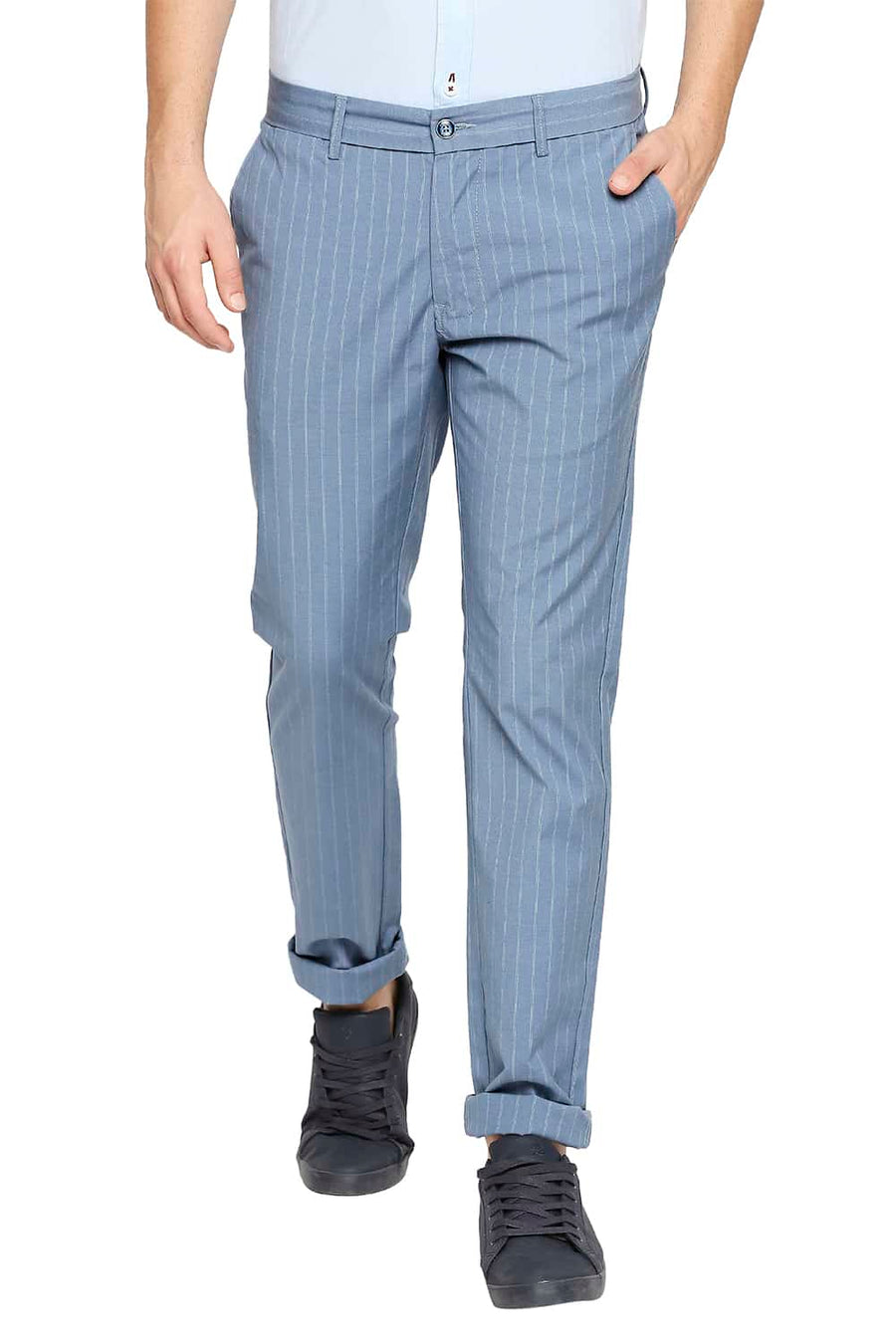BASICS SKINNY FIT GLACIER BLUE STRETCH TROUSER