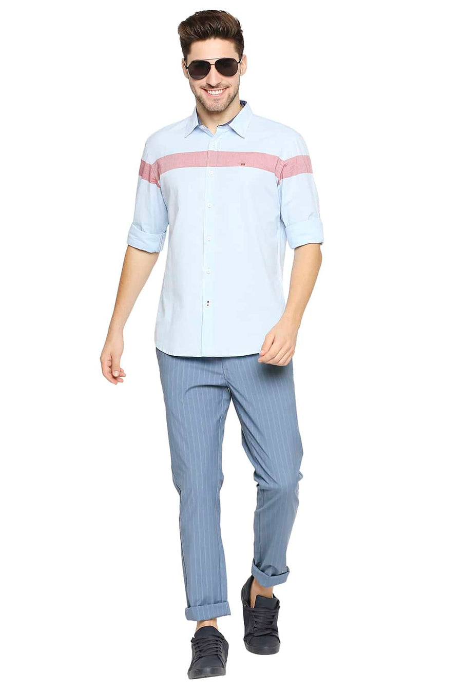 BASICS SKINNY FIT GLACIER BLUE STRETCH TROUSER