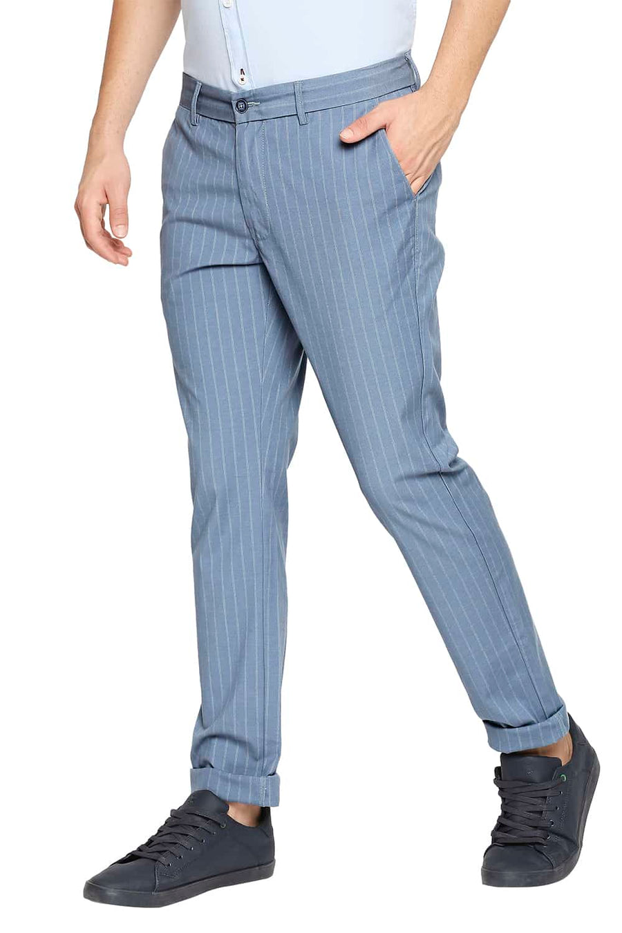 BASICS SKINNY FIT GLACIER BLUE STRETCH TROUSER