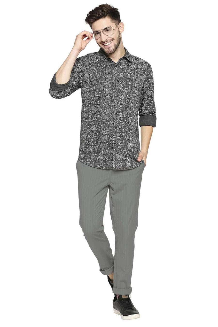 BASICS SKINNY FIT GRIFFIN GREY STRETCH TROUSER