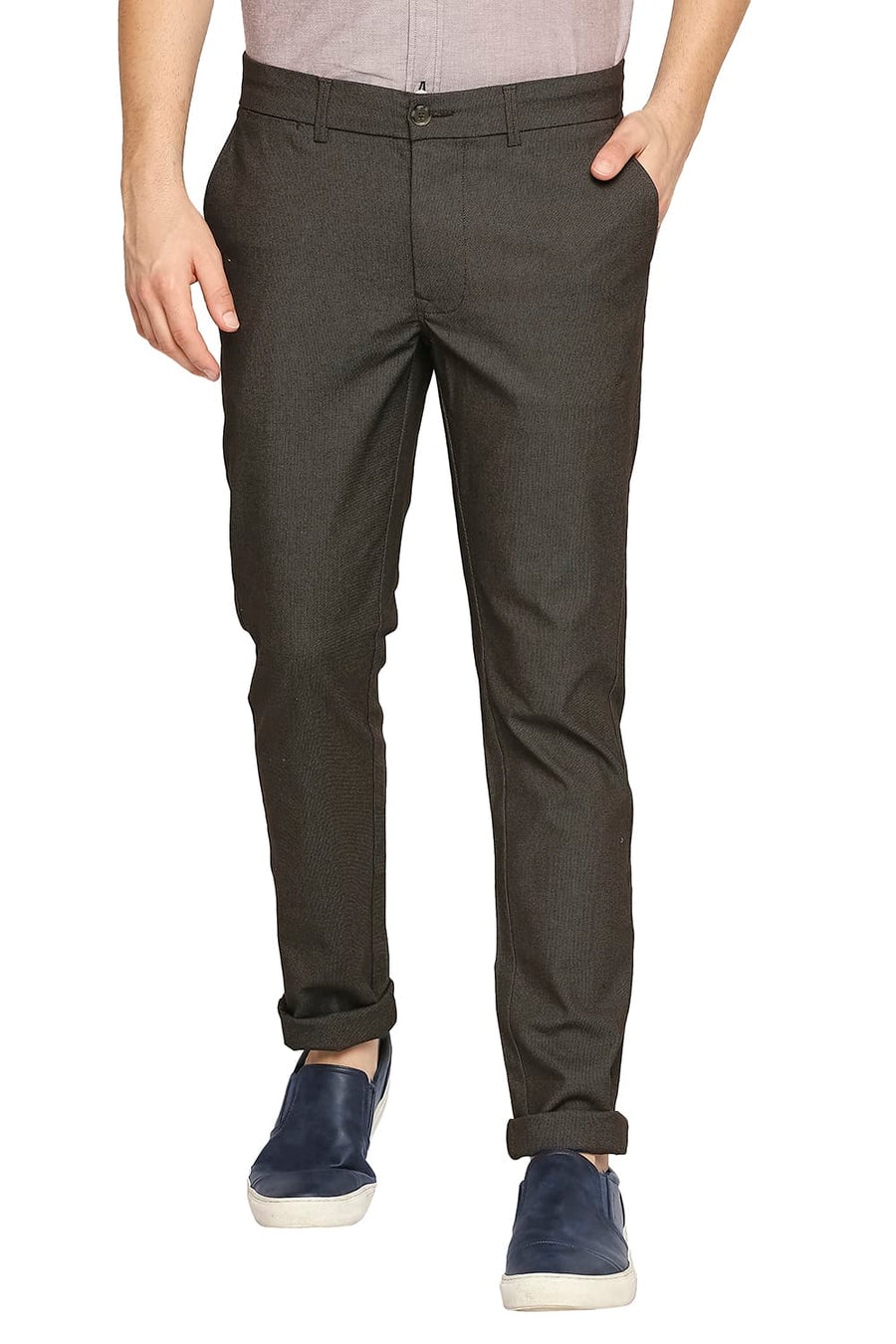 BASICS TAPERED FIT WREN BROWN STRETCH TROUSER