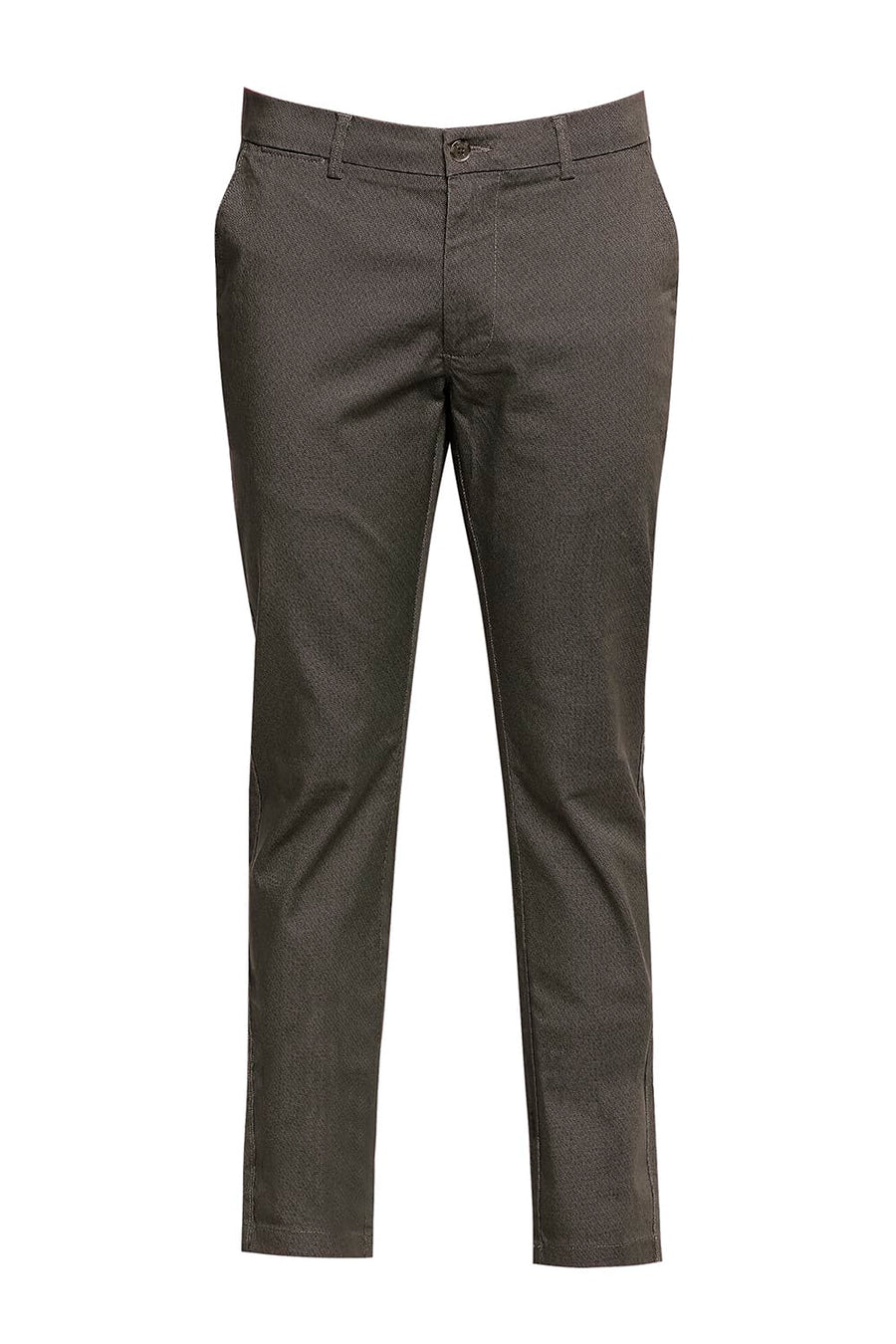 BASICS TAPERED FIT WREN BROWN STRETCH TROUSER