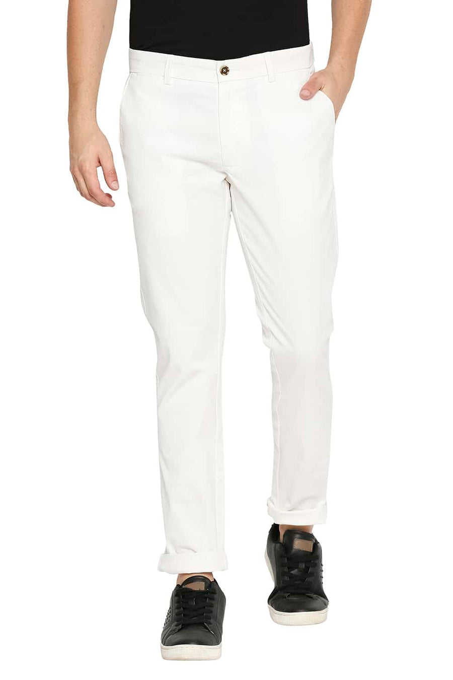 BASICS TAPERED FIT MARSHMALLOW ECRU STRETCH TROUSER