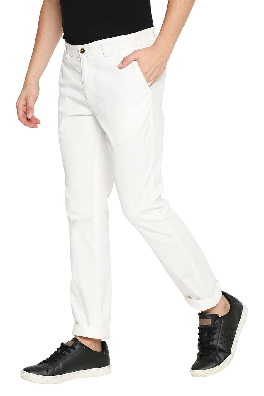 BASICS TAPERED FIT MARSHMALLOW ECRU STRETCH TROUSER