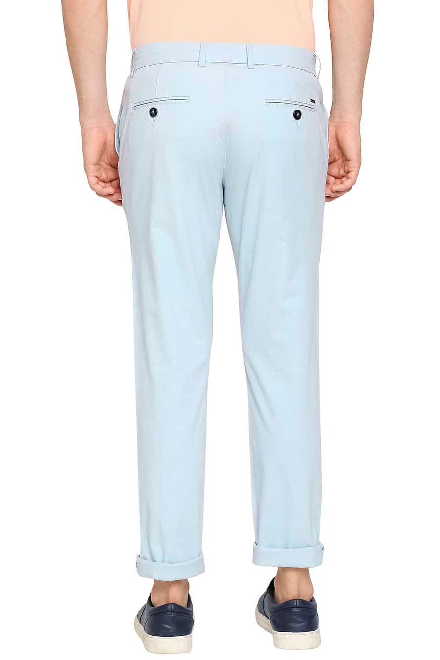 BASICS TAPERED FIT BABY BLUE STRETCH TROUSER