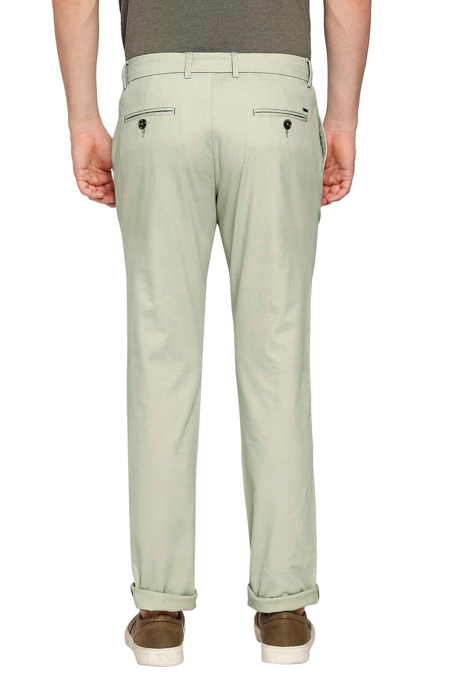 BASICS TAPERED FIT SWAMP GREEN STRETCH TROUSER
