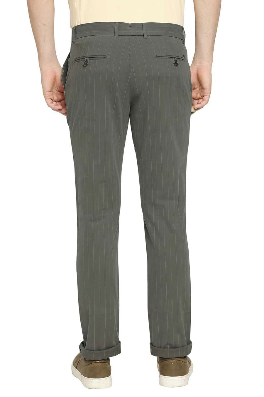 BASICS TAPERED FIT LICHEN OLIVE STRETCH TROUSER