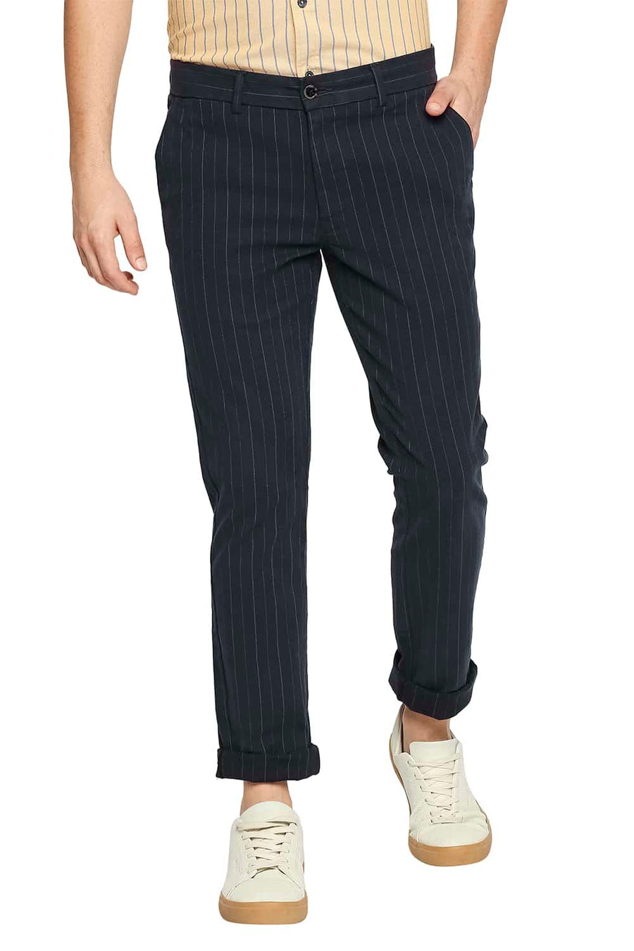 BASICS TAPERED FIT COLLEGIATE NZVY STRETCH TROUSER