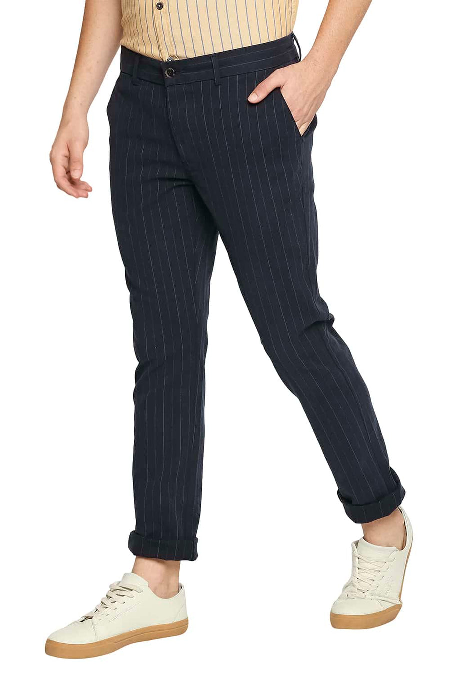 BASICS TAPERED FIT COLLEGIATE NZVY STRETCH TROUSER