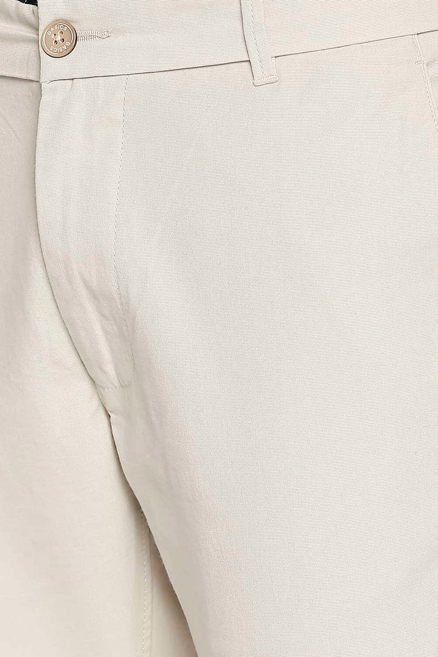 BASICS TAPERED FIT TURTLE DOVE BEIGE STRETCH TROUSER