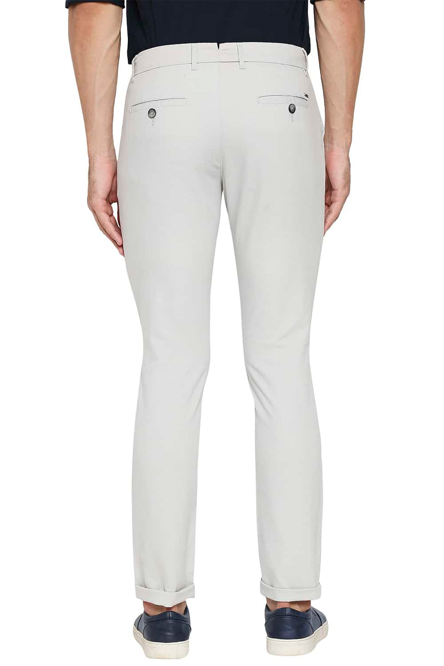 BASICS TAPERED FIT DAWN GREY STRETCH TROUSER