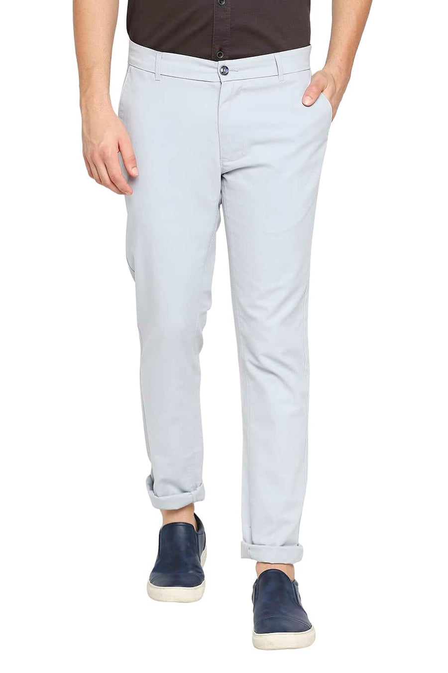 BASICS TAPERED FIT NIAGARA BLUE STRETCH TROUSER