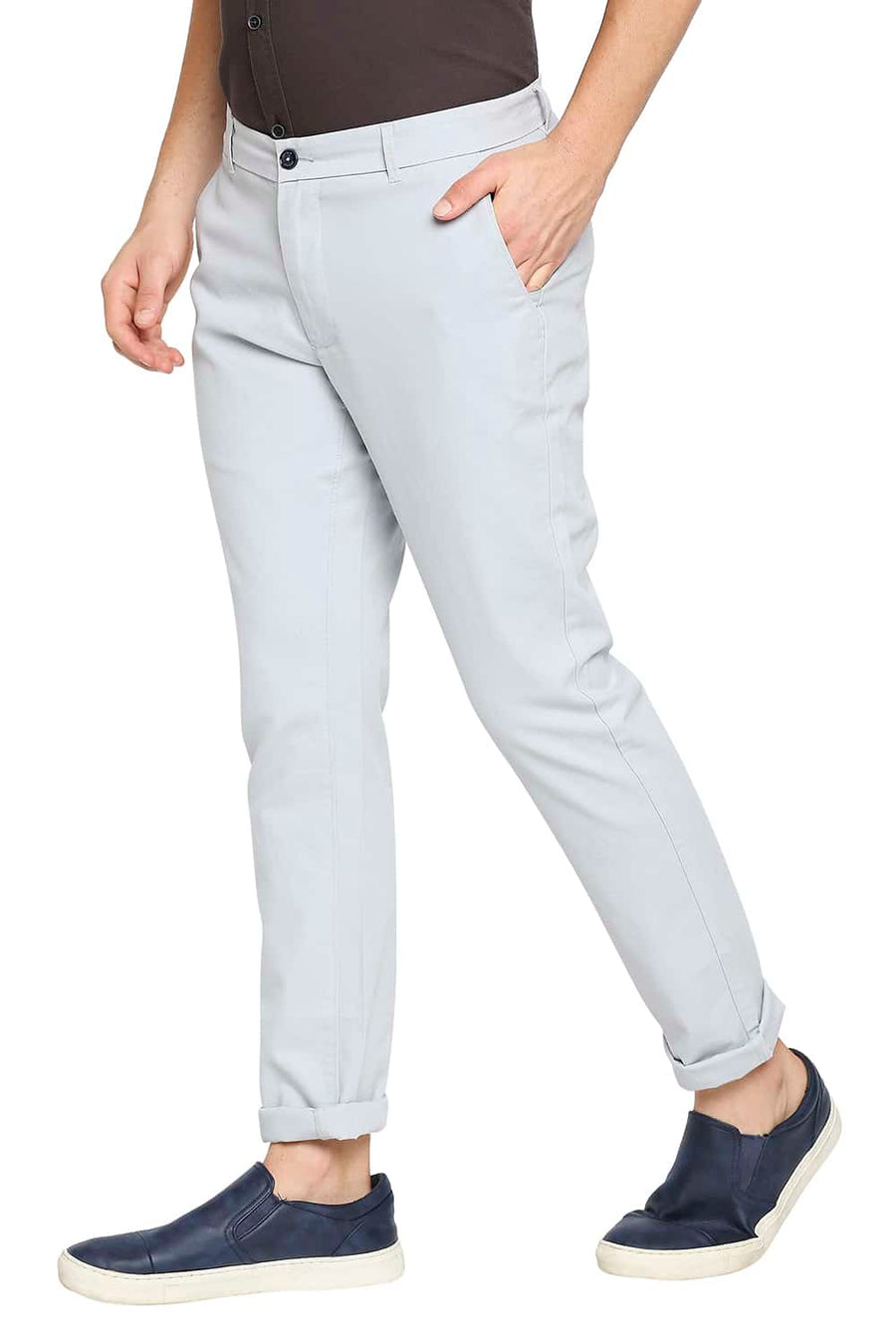 BASICS TAPERED FIT NIAGARA BLUE STRETCH TROUSER