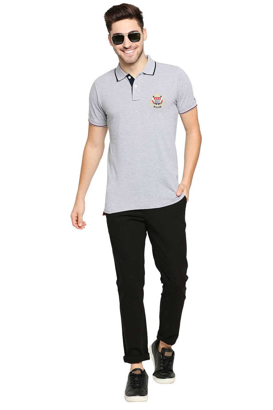 BASICS TAPERED FIT PIRATE BLACK STRETCH TROUSER