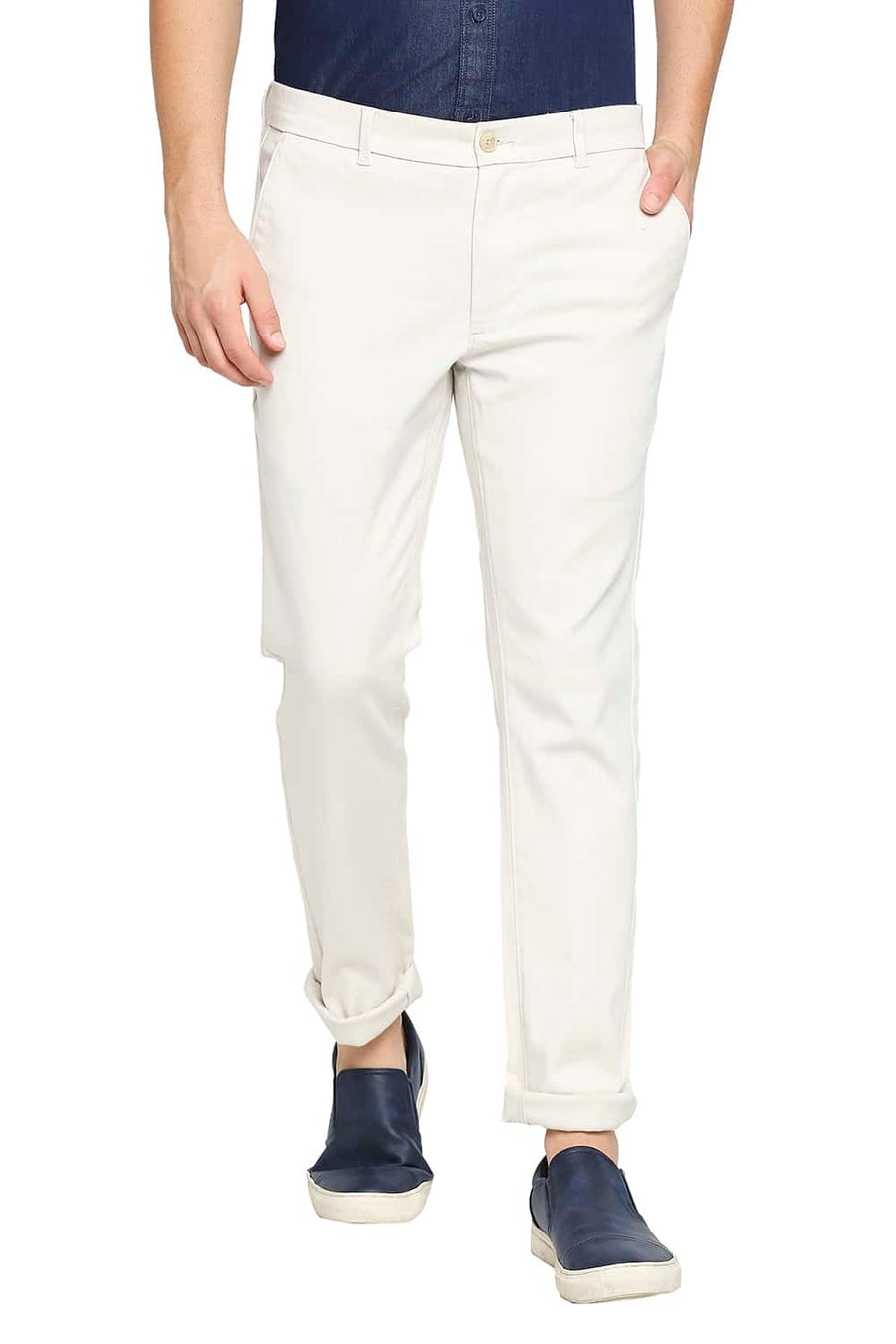 BASICS TAPERED FIT MARSHMALLOW ECRU STRETCH TROUSER