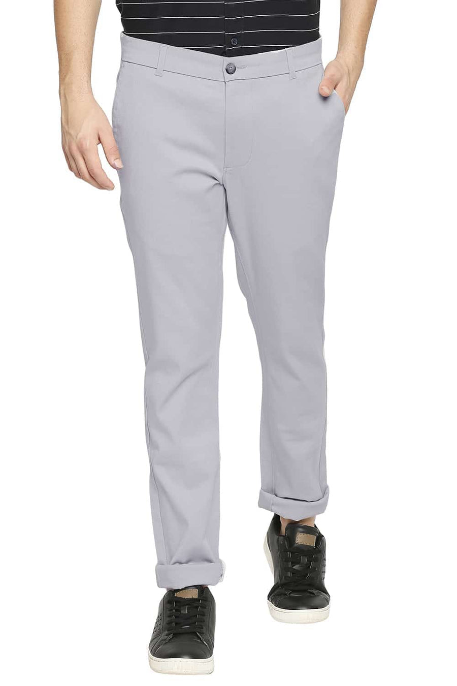 BASICS TAPERED FIT SCONCE GREY STRETCH TROUSER
