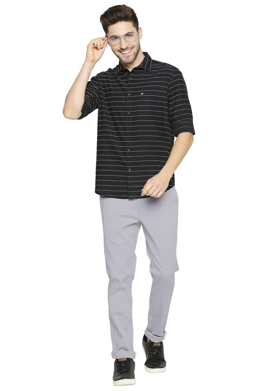 BASICS TAPERED FIT SCONCE GREY STRETCH TROUSER