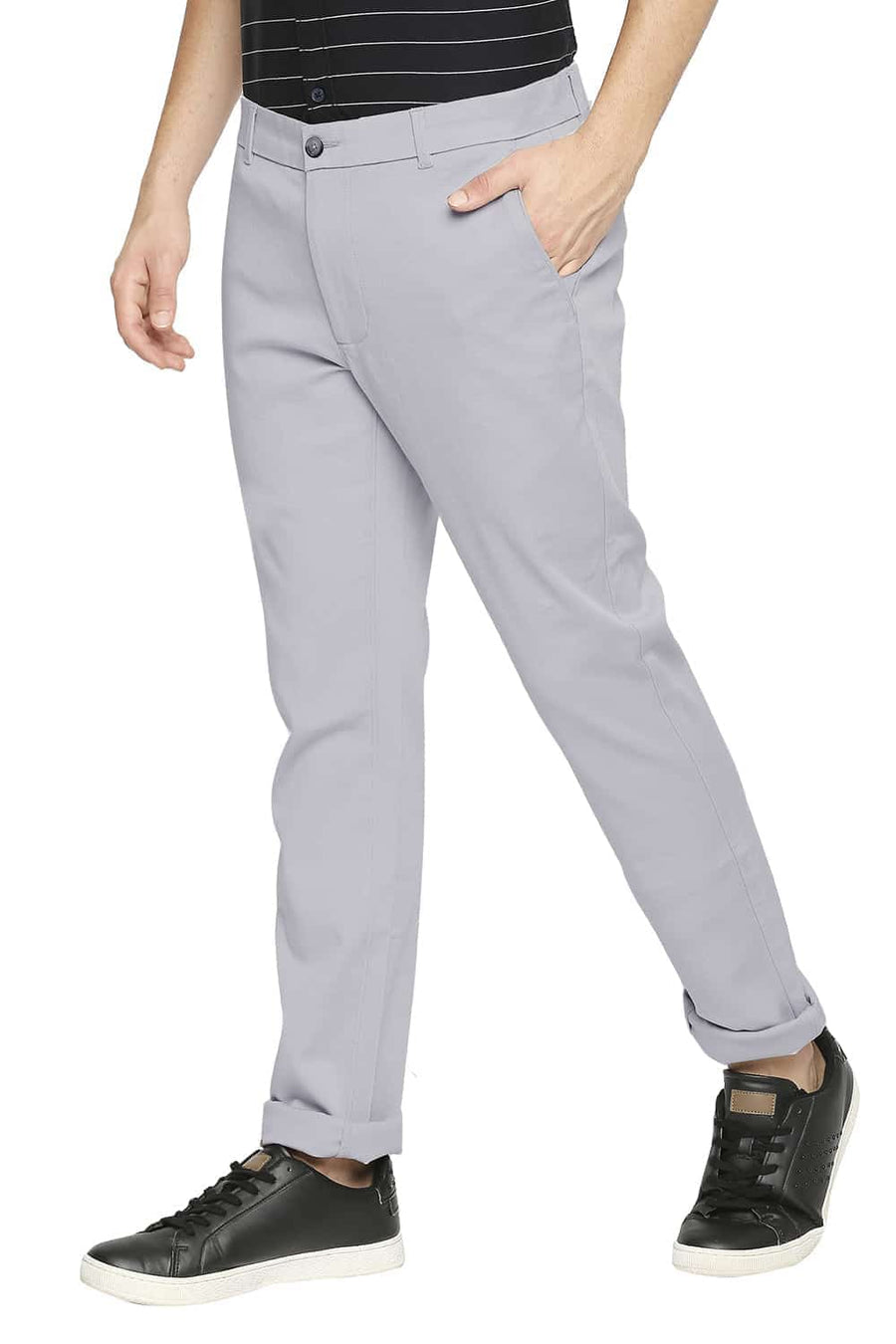 BASICS TAPERED FIT SCONCE GREY STRETCH TROUSER