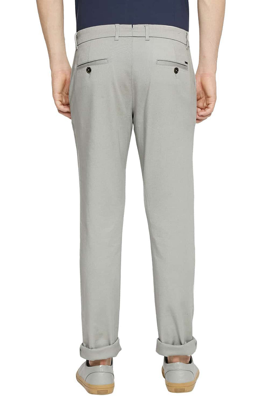 BASICS TAPERED FIT CELADON GREEN STRETCH TROUSER