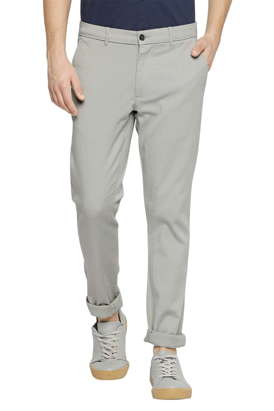 BASICS TAPERED FIT CELADON GREEN STRETCH TROUSER