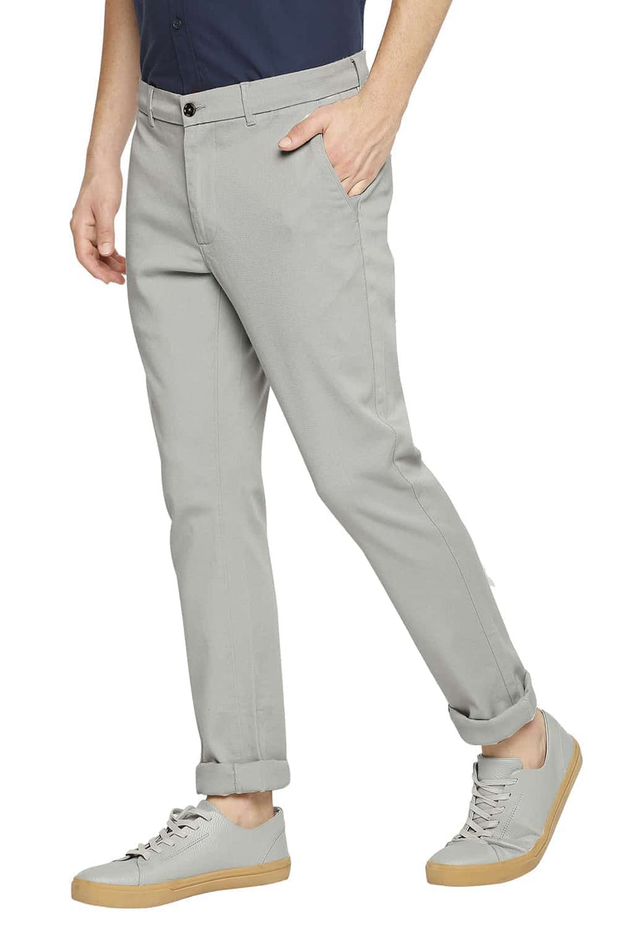 BASICS TAPERED FIT CELADON GREEN STRETCH TROUSER