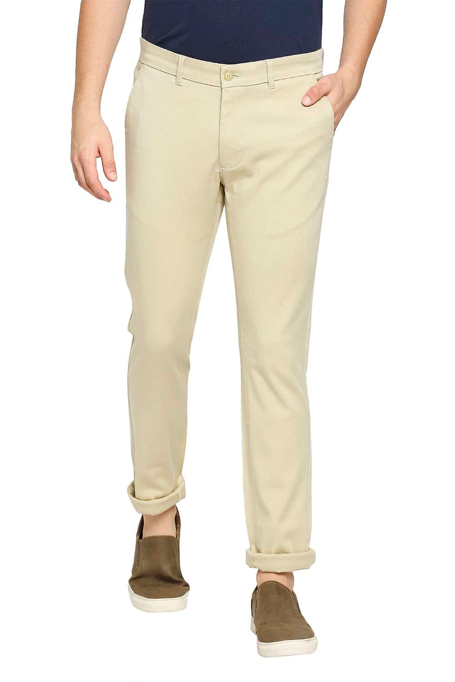 BASICS TAPERED FIT SOYBEAN KHAKI STRETCH TROUSER