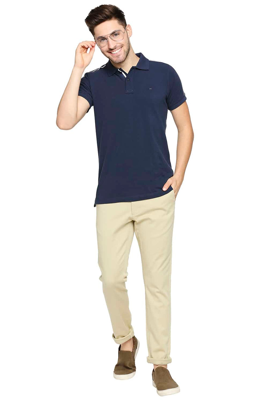 BASICS TAPERED FIT SOYBEAN KHAKI STRETCH TROUSER