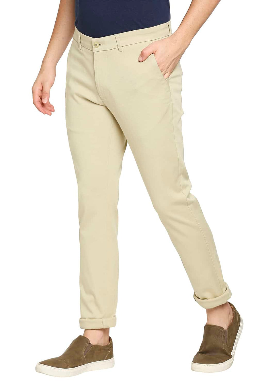 BASICS TAPERED FIT SOYBEAN KHAKI STRETCH TROUSER