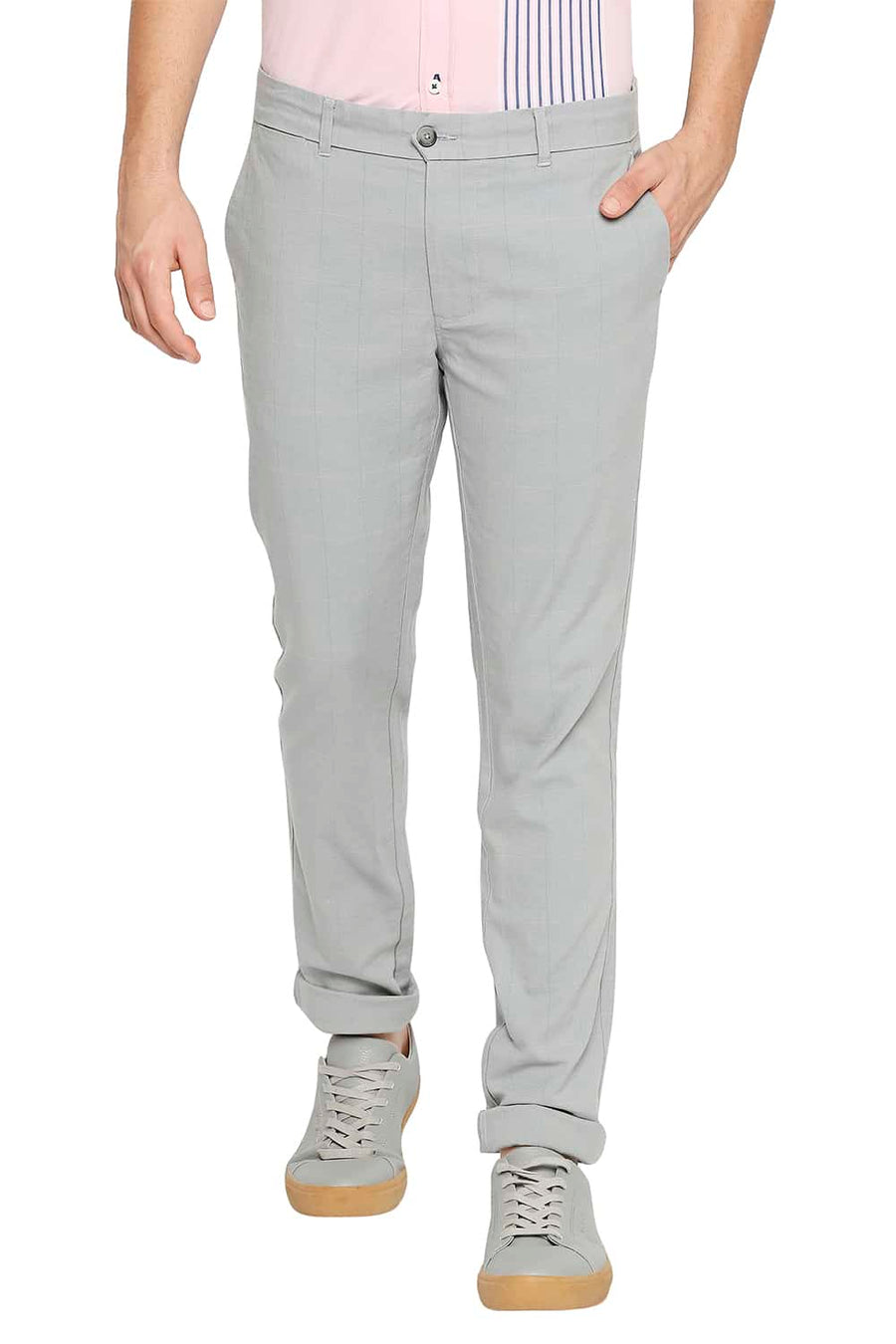 BASICS TAPERED FIT QUARRY GREY STRETCH TROUSER