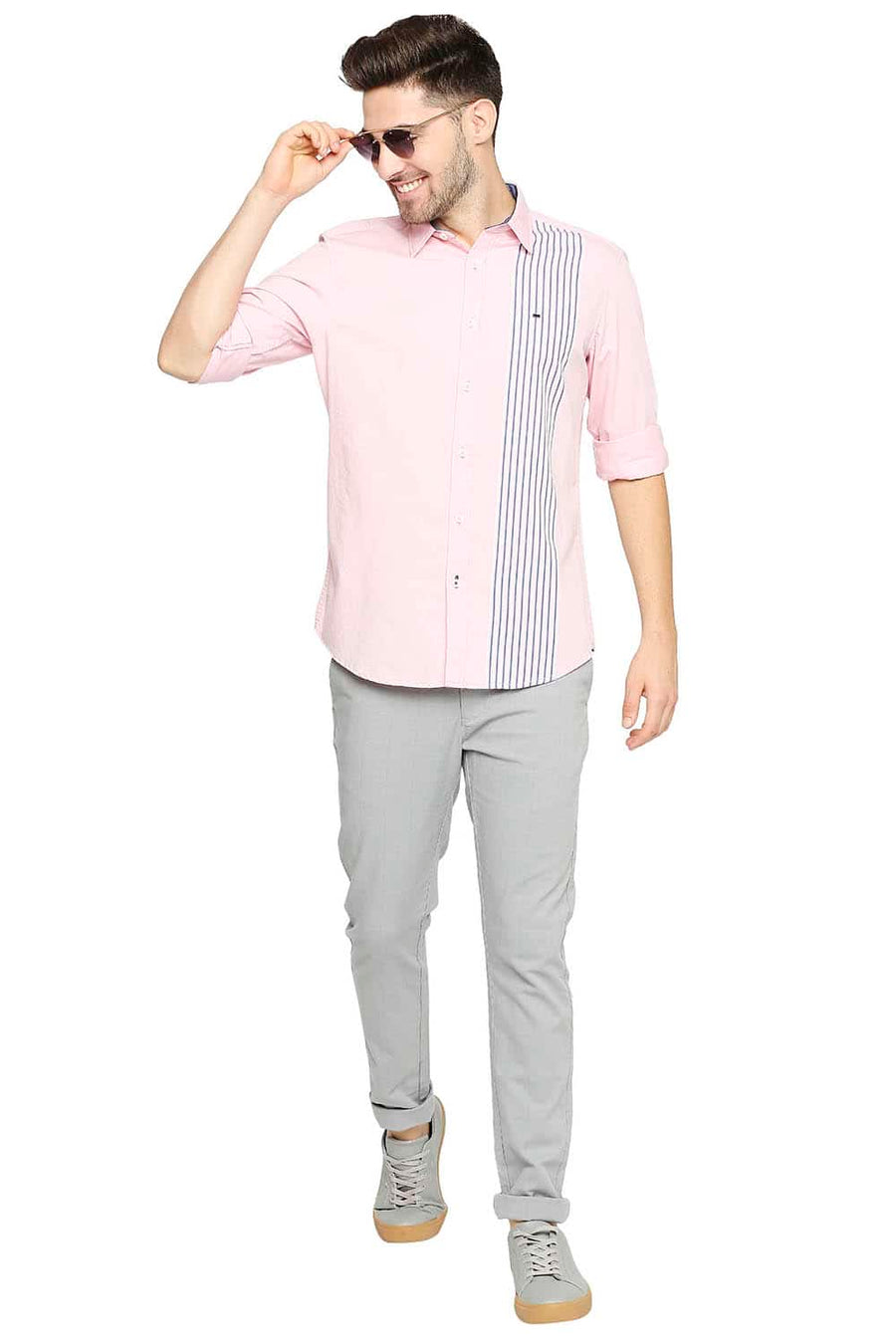 BASICS TAPERED FIT QUARRY GREY STRETCH TROUSER