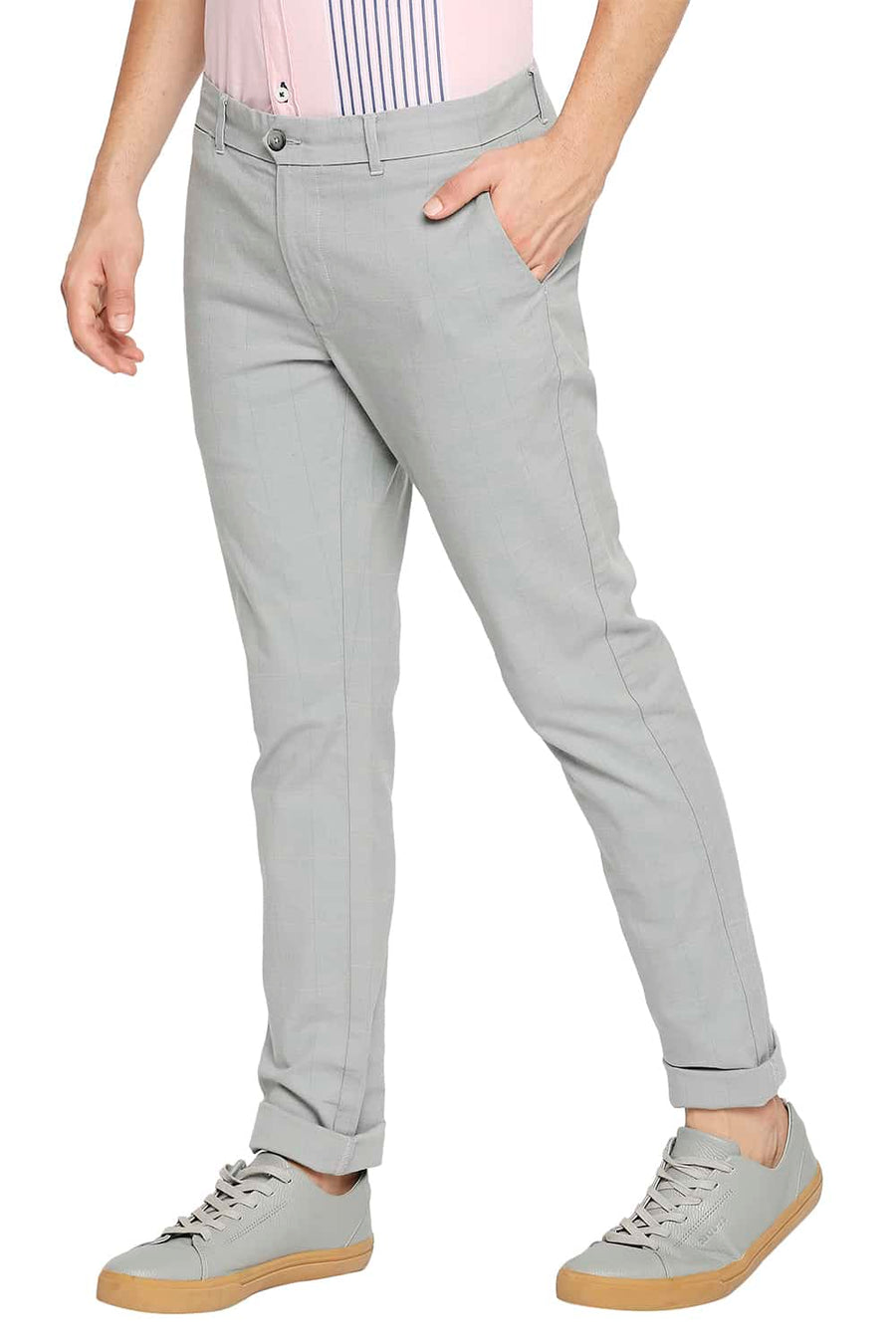 BASICS TAPERED FIT QUARRY GREY STRETCH TROUSER
