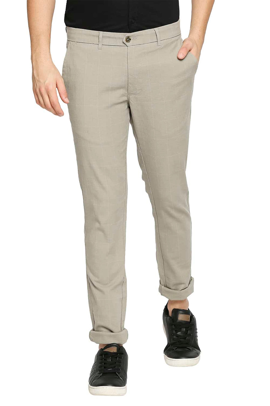 BASICS TAPERED FIT SENECCA BEIGE STRETCH TROUSER