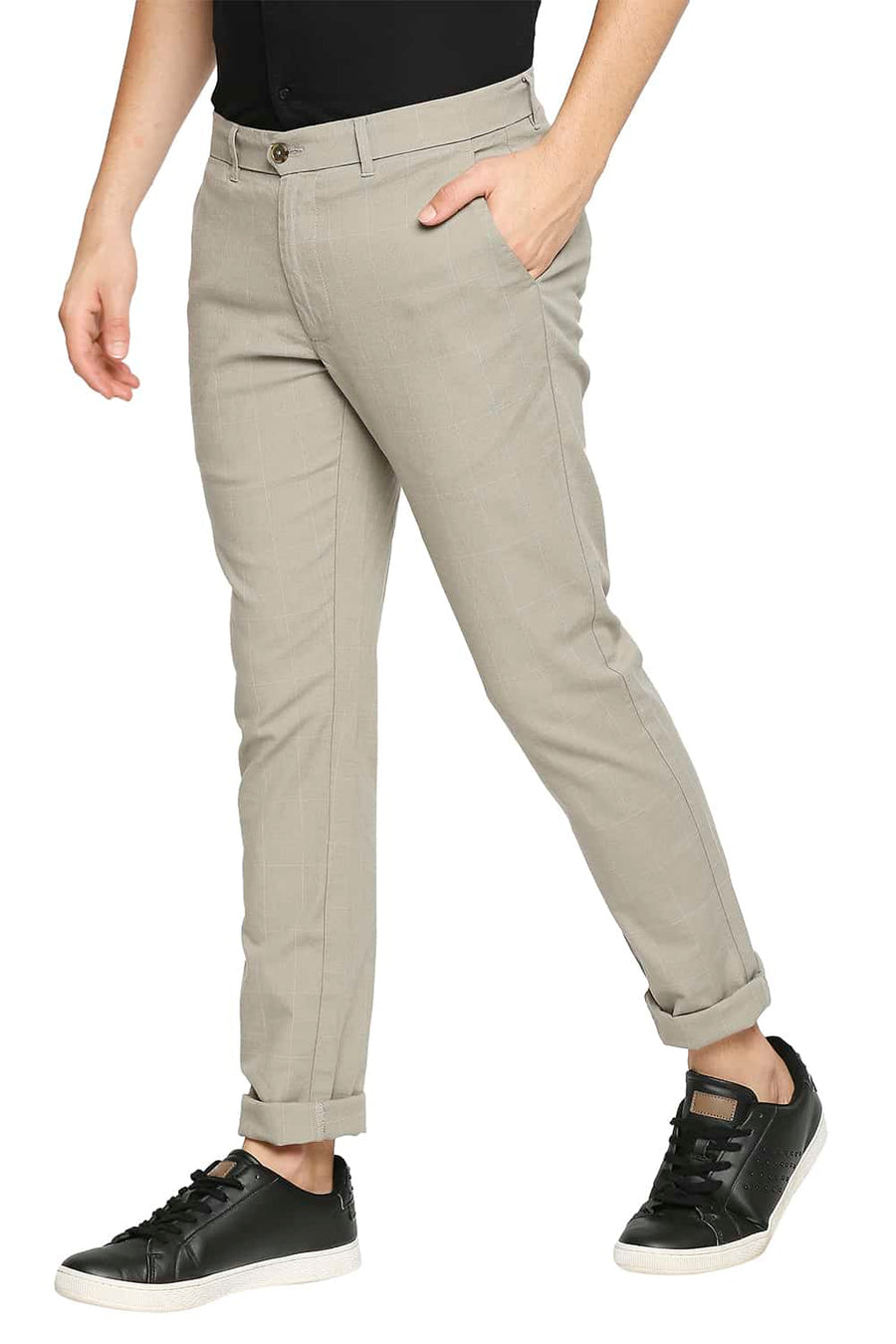 BASICS TAPERED FIT SENECCA BEIGE STRETCH TROUSER